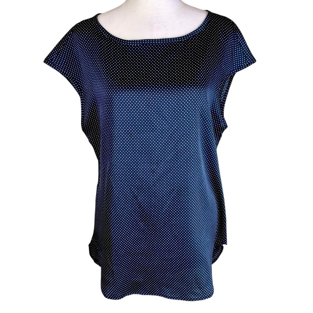 Banana Republic Tunic Length Cap Sleeve Polka Dot Blouse Size S